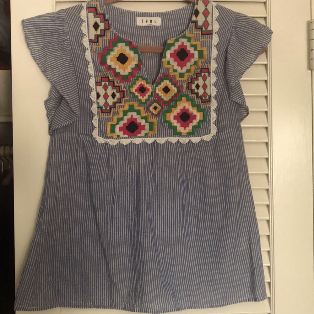 Embroidered design lightweight top